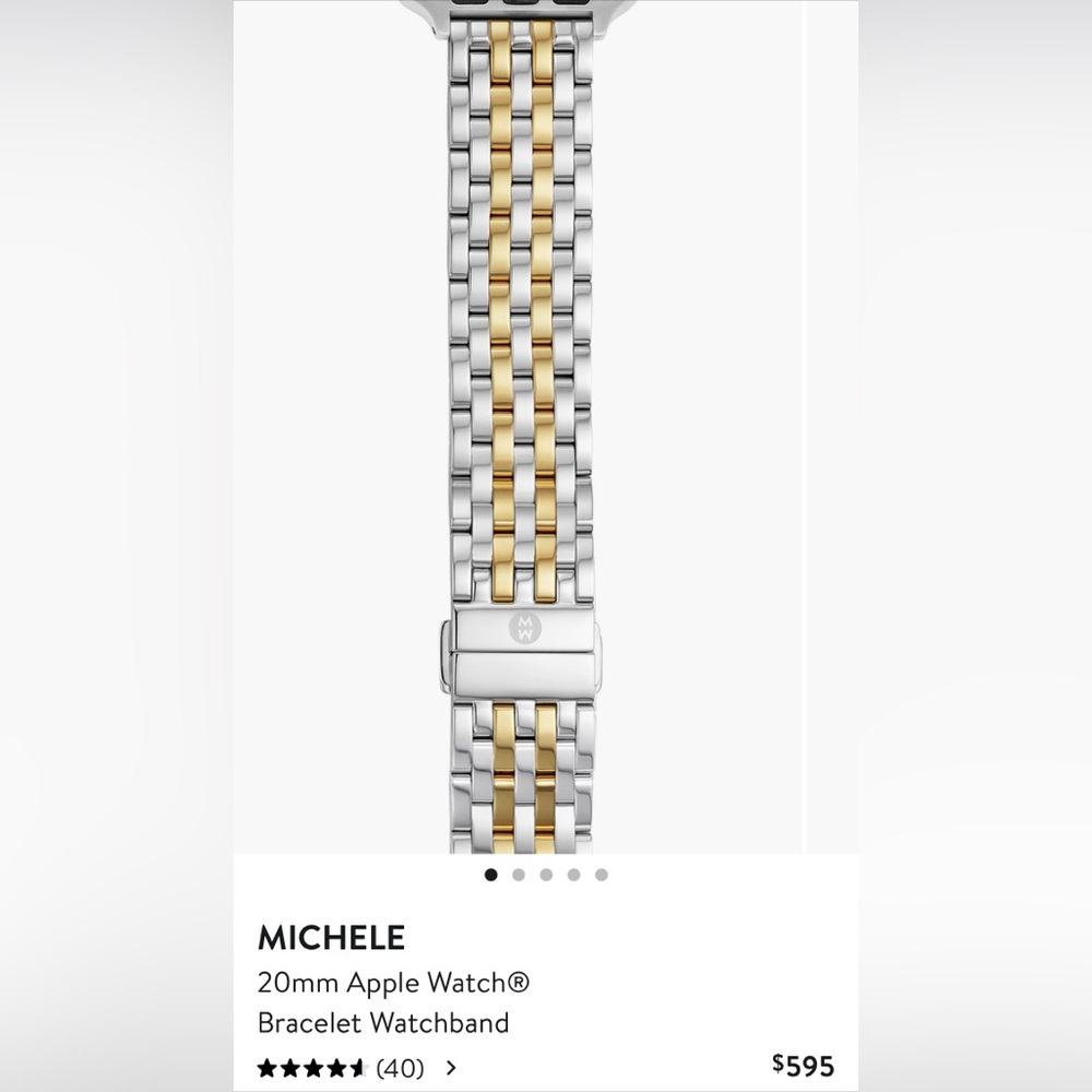 Michele 20mm Apple Watch Silver and Gold Bracelet Watchband